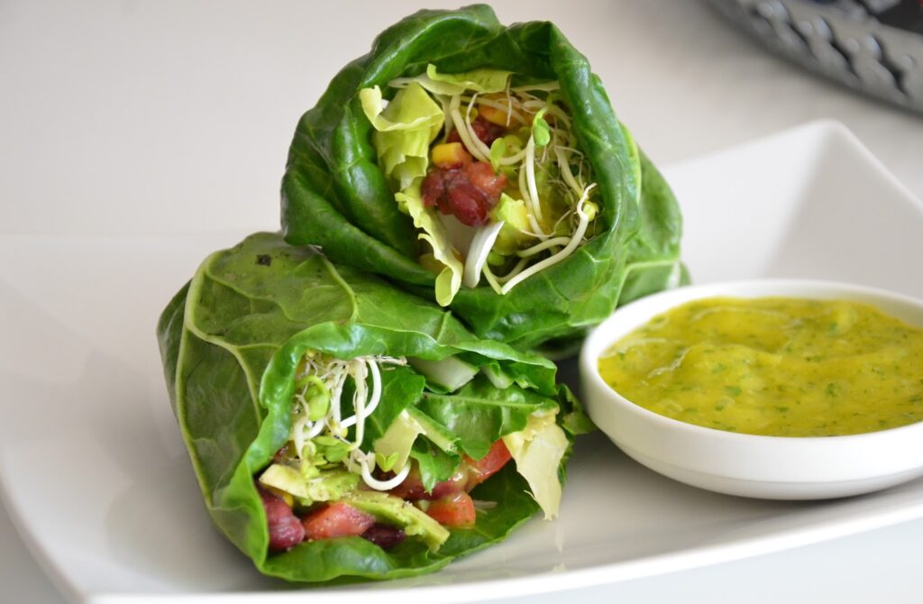 mexican kale wraps with a tangy mango puree 2 4