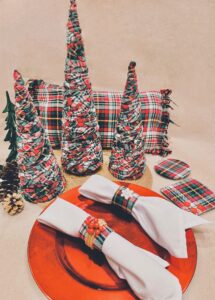 Repurposed Flannel Pajamas Napkin Rings & Coasters